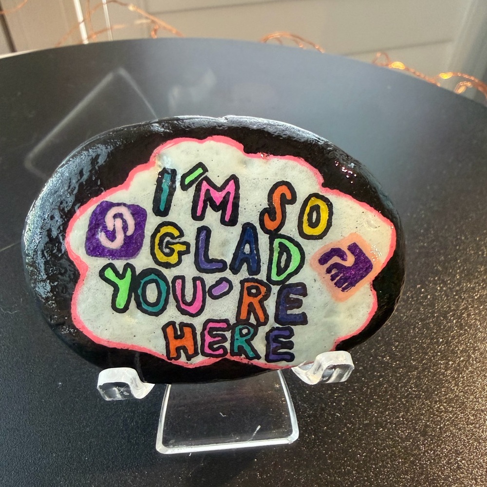 Hand Painted Posh Themed Rock—So Glad You’re Here